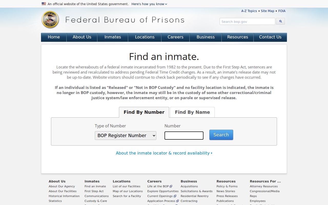 Federal Bureau of Prisons inmate locator for a Granite City federal custody search