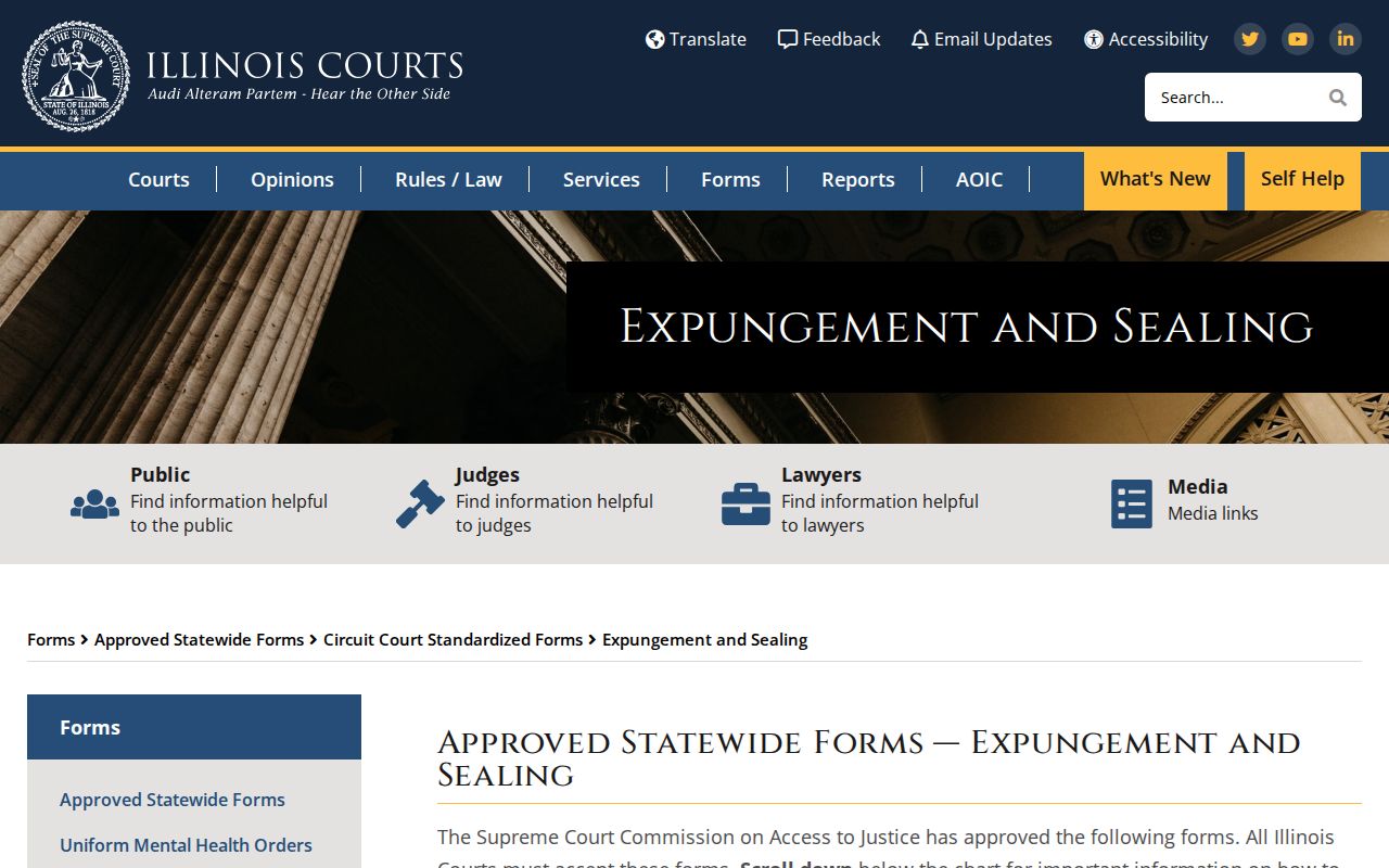 Madison County criminal court case expungement and sealing forms