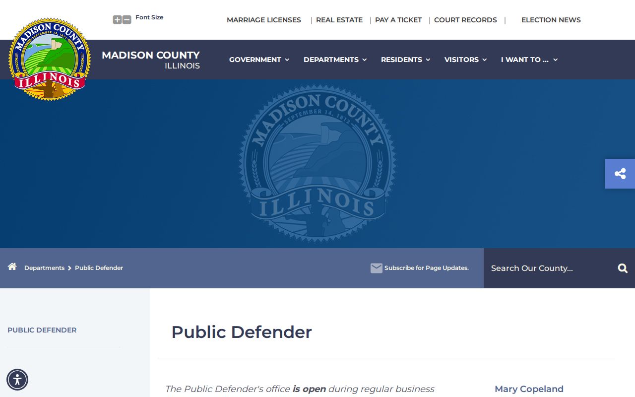 Madison County criminal history Public Defender office information