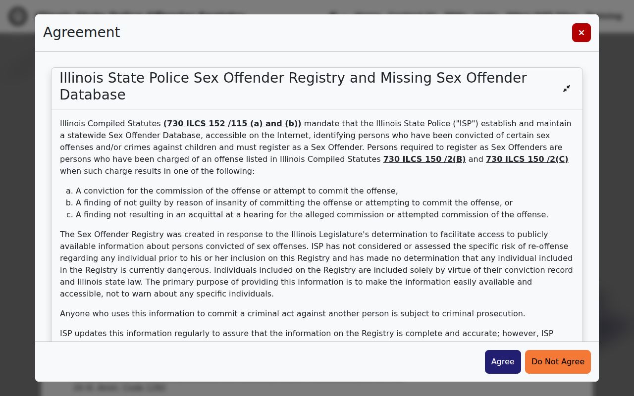 Madison County sex offender search on the Illinois registry interface